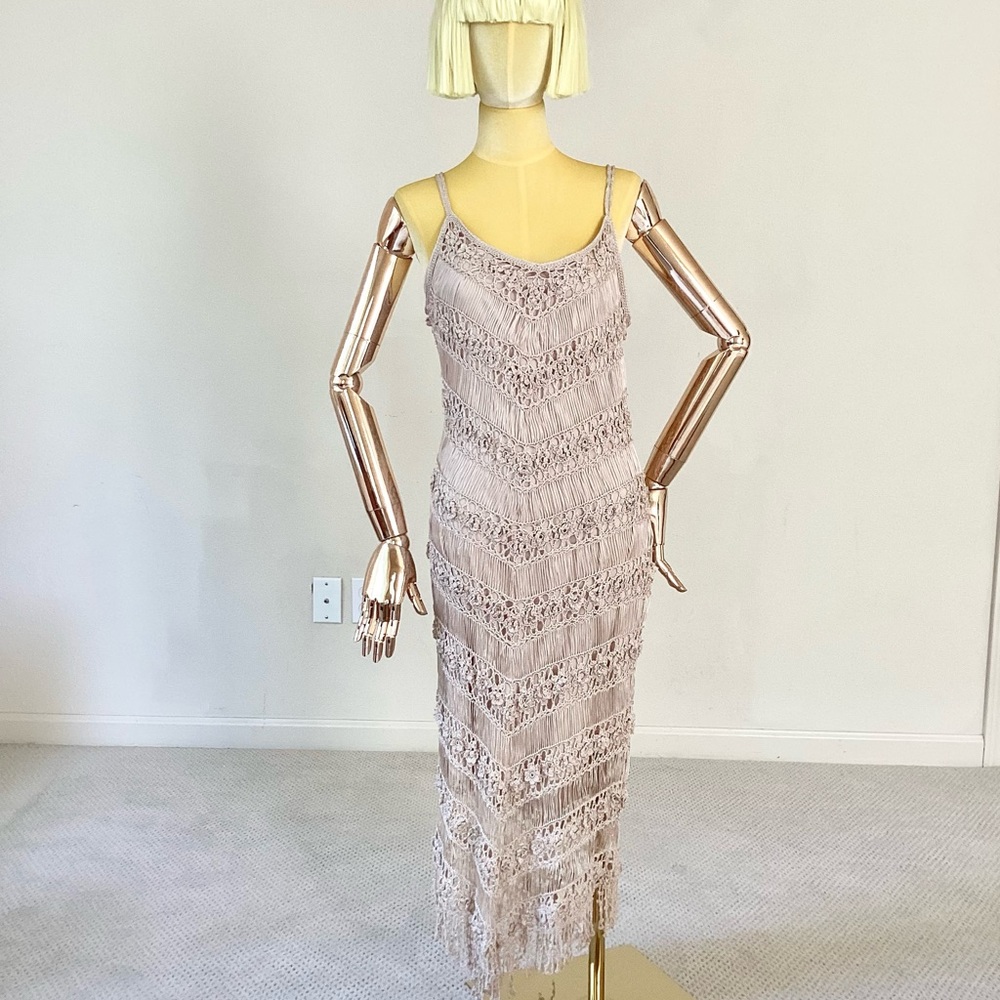 Papillon Blanc Dress in Cream Crochet Vintage/ macrame 🐚